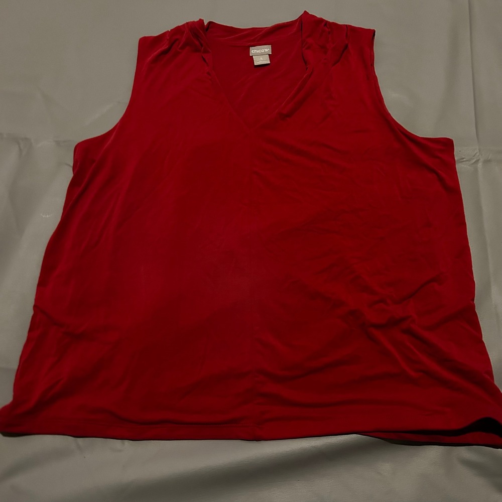 Chicos‎ Red Sleeveless V-Neck Modal Blend Tank Top Size 3 XL Americana Layering